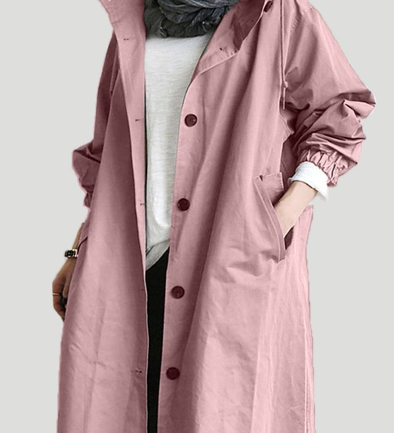 Trench Coat Slim Fit Donna – Impermeabile con Cappuccio, Adatto per Primavera e Autunno