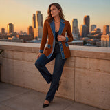 Carlotta™ | Cardigan in maglia con inserti denim