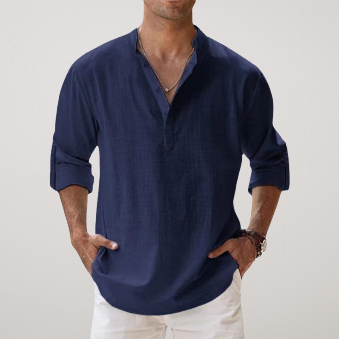 Varel | Camicia Henley in cotone effetto lino