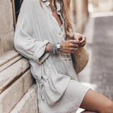 Abito camicia in misto cotone chic da donna