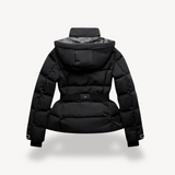 Donna - Giacca Puffer con cappuccio e cintura - Stile accogliente