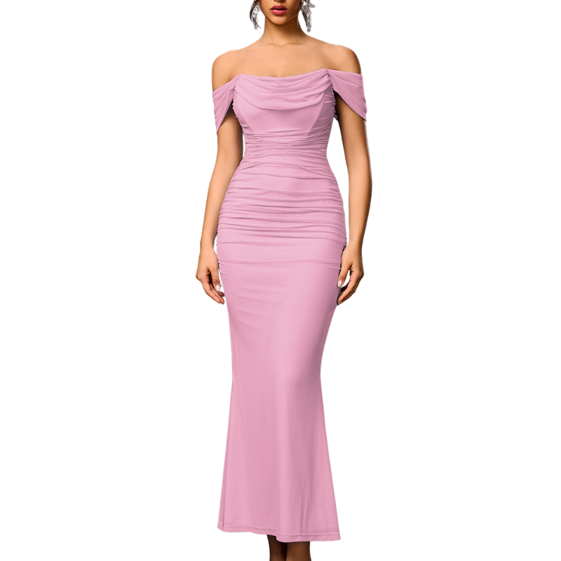 Abito Scollo Asimmetrico per Donna – Adatto per Occasioni Festive, Con Spallina e Dettagli in Corsetto