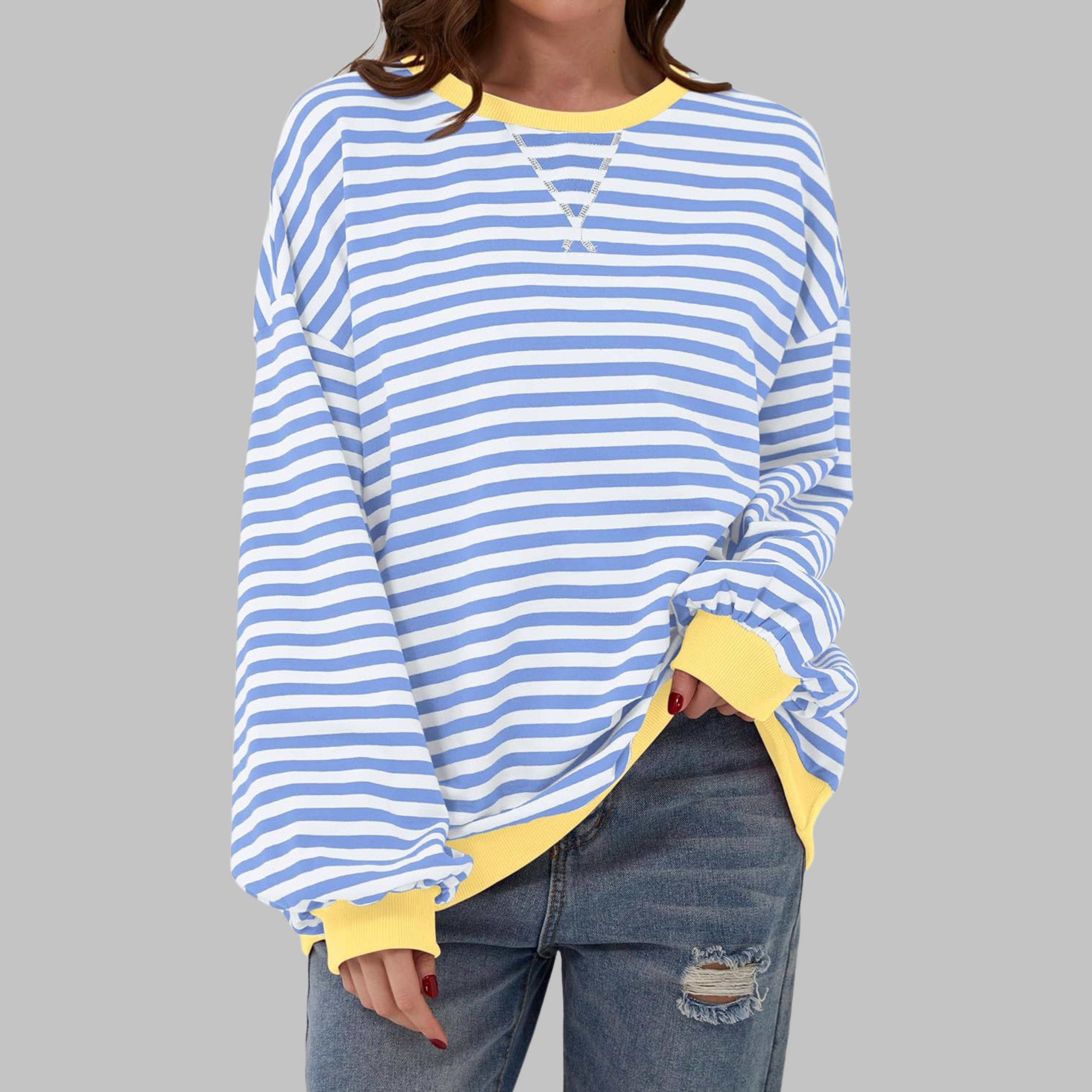 Felpa Oversized da Donna – Casual, Con Maniche Lunghe, Collo Rotondo, Adatta per Uso Quotidiano
