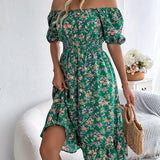 Abito estivo midi floreale casual ed elegante da donna - Elegante, lusinghiero
