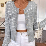 Donna - Cardigan a quadri - Chiusura con bottoni