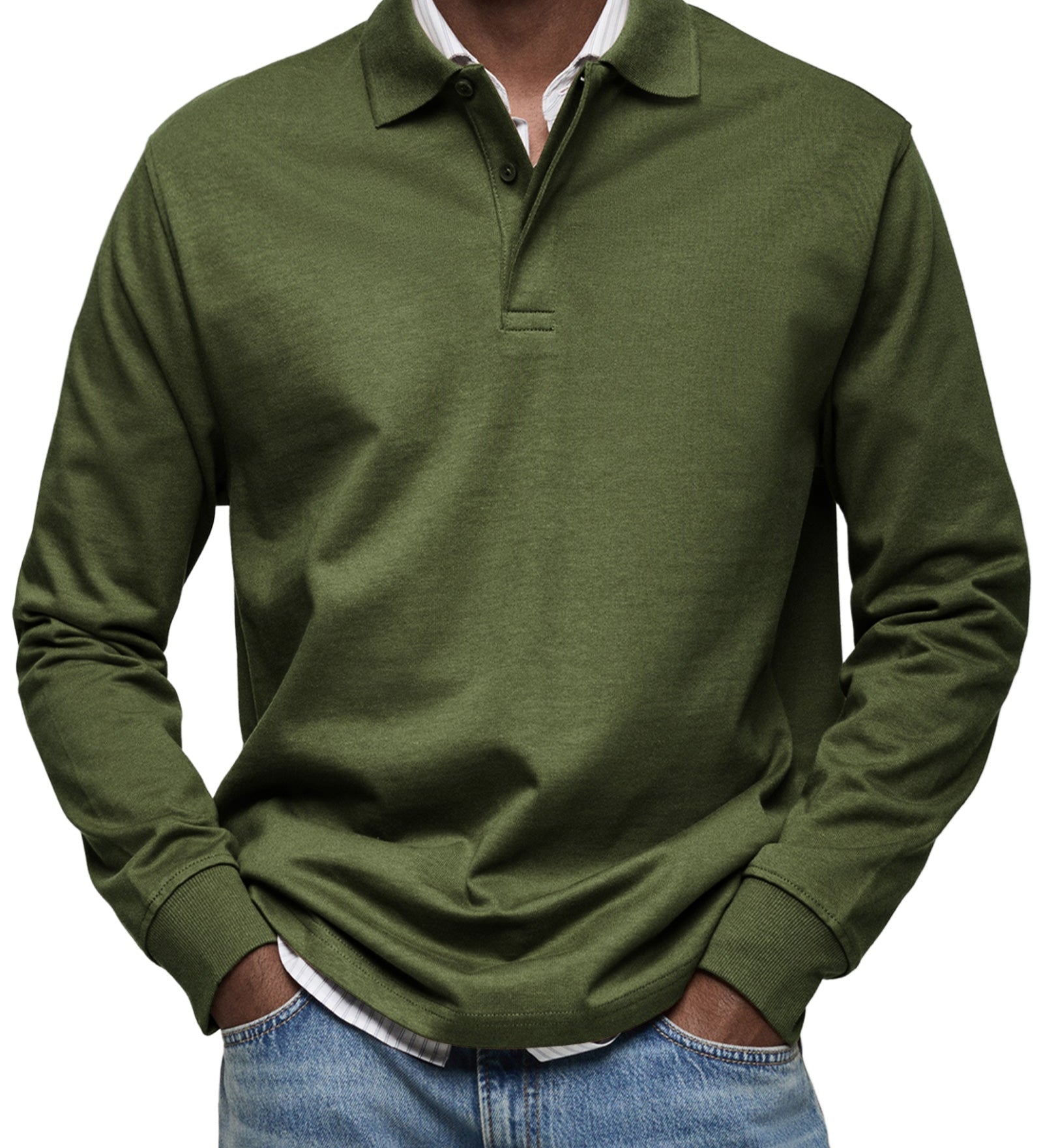 Varel | Camicia Poloshirt Casual a Maniche Lunghe