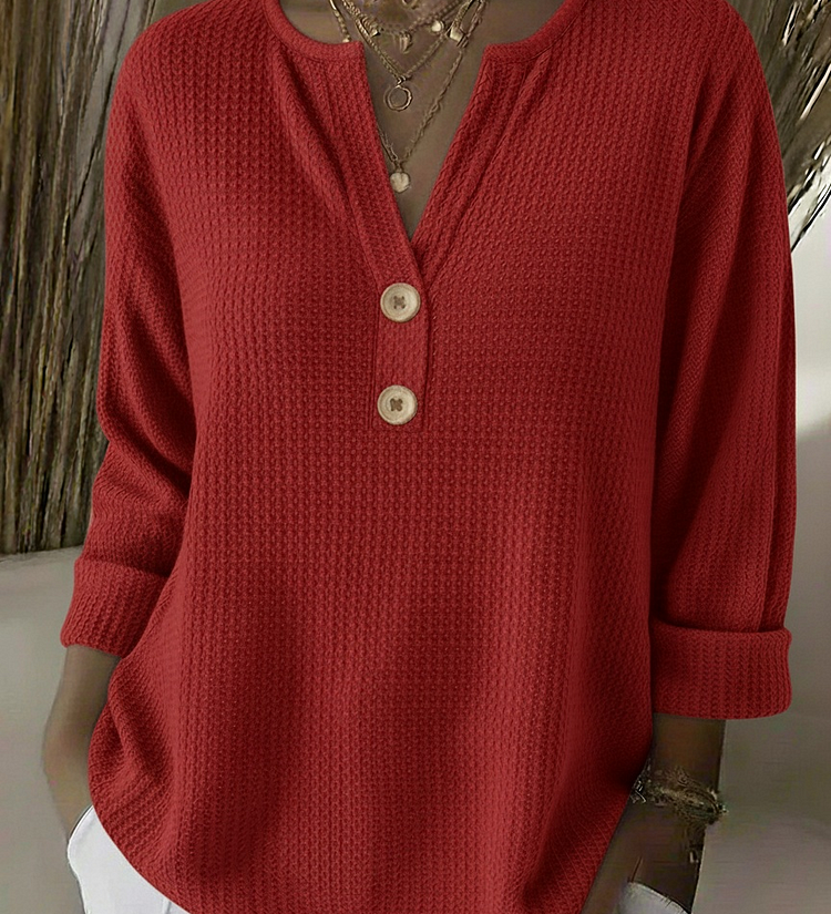 Benedetta™ | Top henley goffrato con bottoni