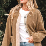 Donna - Giacca Sherpa Teddy - Stile con bottoni frontali.
