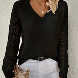 Donna - Maglia con scollo a V - Tessuto misto acrilico