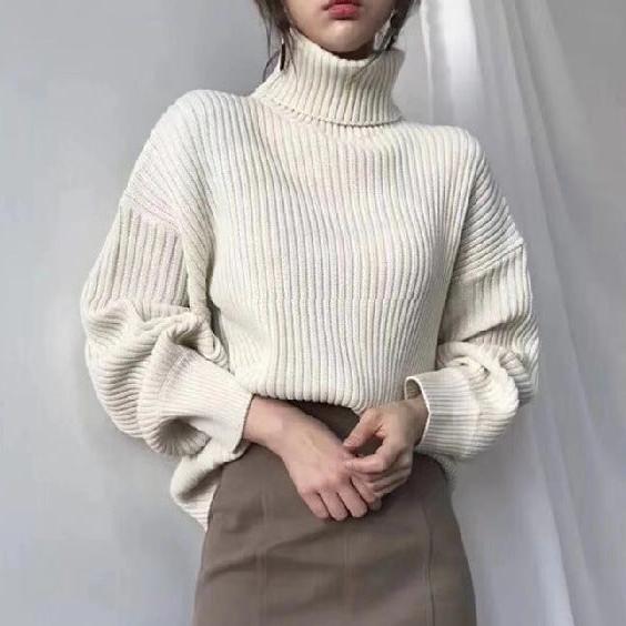 Varel | Pullover di lusso con collo alto e maniche a palloncino