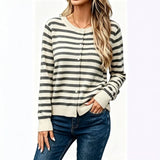 Cardigan da donna in maglia a righe a maniche lunghe – Stile casual, comodo e dalla vestibilità ampia