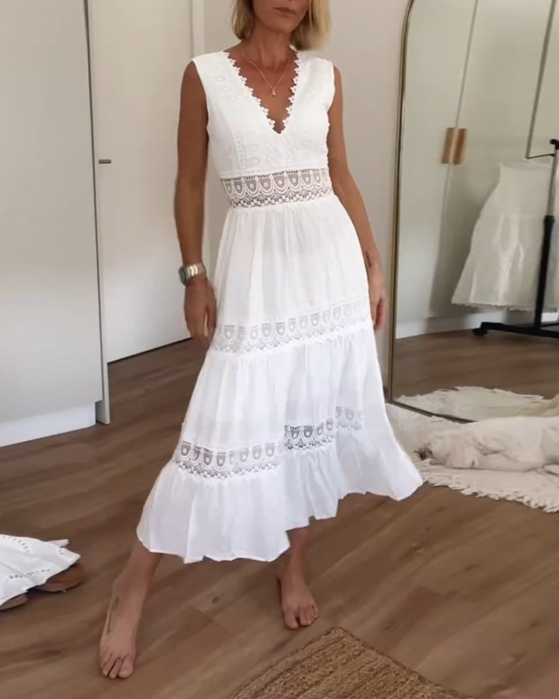 Abito A-line da Donna – Con Scollatura a V, Adatto per Occasioni Festive