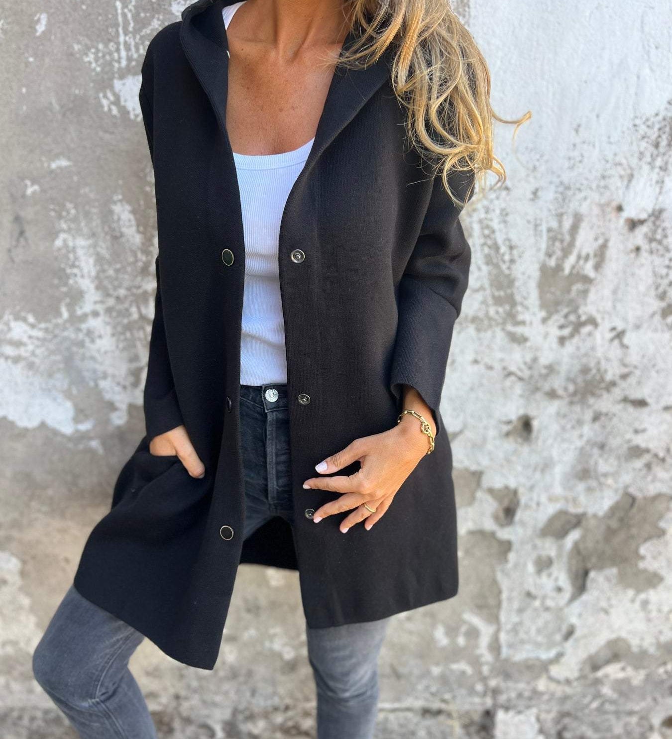 Cardigan con Cappuccio e Bottoni Casual da Donna - Comfort e Stile