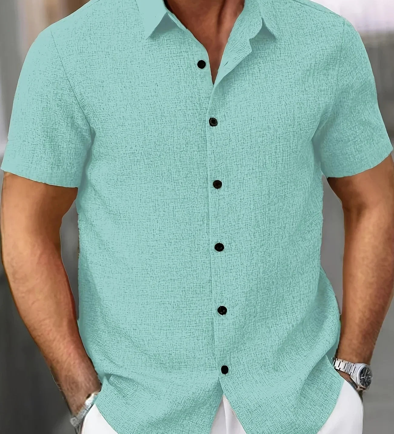 Varel | Camicia leggera a maniche corte in misto lino