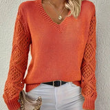 Donna - Maglia con scollo a V - Tessuto misto acrilico