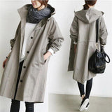 Trench Coat Slim Fit Donna – Impermeabile con Cappuccio, Adatto per Primavera e Autunno