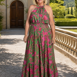 Abito midi drappeggiato da donna con collo halter - Chic e valorizzante
