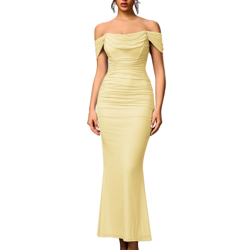 Abito Scollo Asimmetrico per Donna – Adatto per Occasioni Festive, Con Spallina e Dettagli in Corsetto