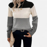 Valmonti | Maglione a righe da donna con scollo tondo in maglia