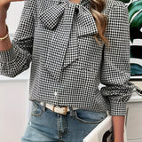 Blusa Femminile Sottile – Con Fiocco, Adatta per Lavoro e Uso Quotidiano