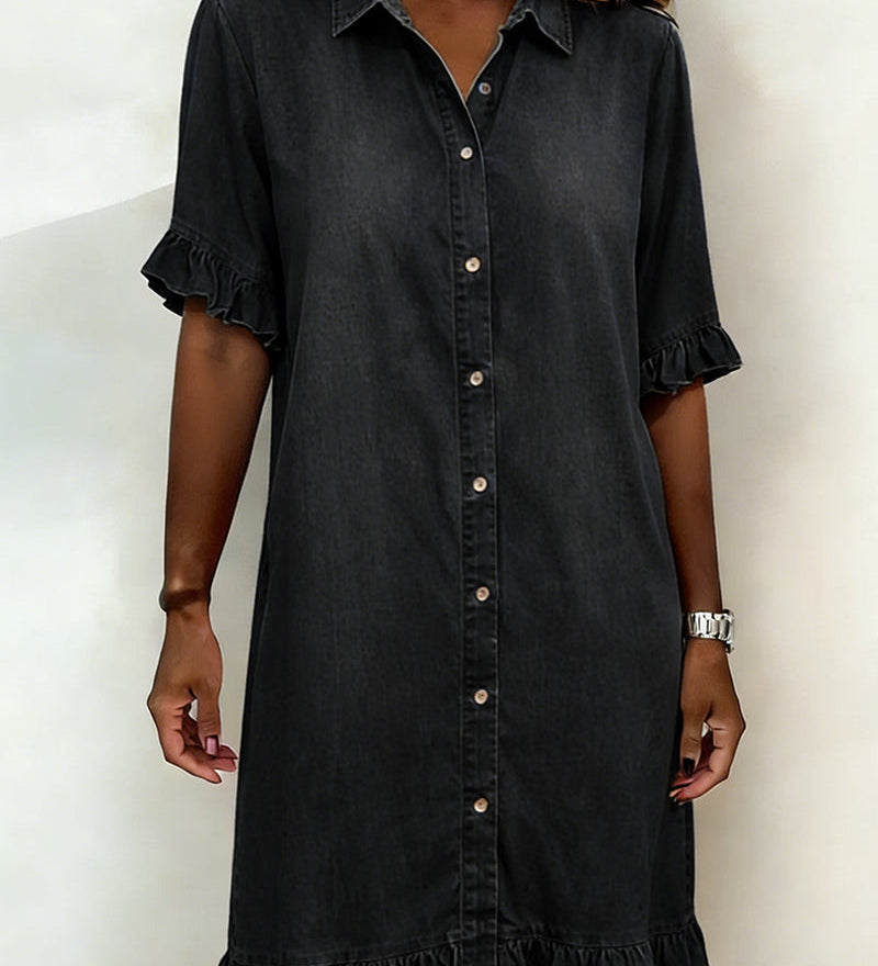Abito Donna Scollo V – Casual con Rouches, Adatto per Primavera e Estate