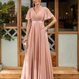 Abito da damigella d'onore a trapezio da donna – Elegante e formale, perfetto per matrimoni e feste