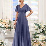 Abito da damigella d'onore a trapezio da donna – Elegante e formale, perfetto per matrimoni e feste