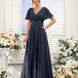 Abito da damigella d'onore a trapezio da donna – Elegante e formale, perfetto per matrimoni e feste