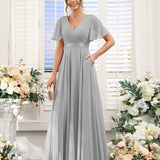 Abito da damigella d'onore a trapezio da donna – Elegante e formale, perfetto per matrimoni e feste