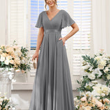 Abito da damigella d'onore a trapezio da donna – Elegante e formale, perfetto per matrimoni e feste