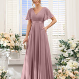 Abito da damigella d'onore a trapezio da donna – Elegante e formale, perfetto per matrimoni e feste