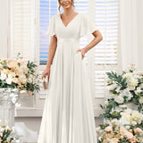 Abito da damigella d'onore a trapezio da donna – Elegante e formale, perfetto per matrimoni e feste