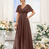 Abito da damigella d'onore a trapezio da donna – Elegante e formale, perfetto per matrimoni e feste
