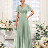 Abito da damigella d'onore a trapezio da donna – Elegante e formale, perfetto per matrimoni e feste