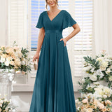 Abito da damigella d'onore a trapezio da donna – Elegante e formale, perfetto per matrimoni e feste
