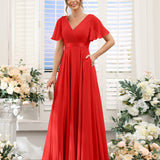 Abito da damigella d'onore a trapezio da donna – Elegante e formale, perfetto per matrimoni e feste