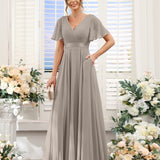 Abito da damigella d'onore a trapezio da donna – Elegante e formale, perfetto per matrimoni e feste