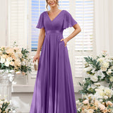 Abito da damigella d'onore a trapezio da donna – Elegante e formale, perfetto per matrimoni e feste