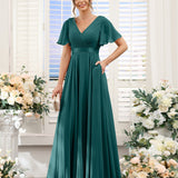 Abito da damigella d'onore a trapezio da donna – Elegante e formale, perfetto per matrimoni e feste