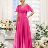 Abito da damigella d'onore a trapezio da donna – Elegante e formale, perfetto per matrimoni e feste