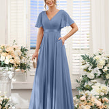 Abito da damigella d'onore a trapezio da donna – Elegante e formale, perfetto per matrimoni e feste