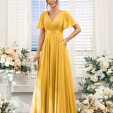 Abito da damigella d'onore a trapezio da donna – Elegante e formale, perfetto per matrimoni e feste