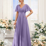 Abito da damigella d'onore a trapezio da donna – Elegante e formale, perfetto per matrimoni e feste