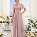 Abito da damigella d'onore a trapezio da donna – Elegante e formale, perfetto per matrimoni e feste