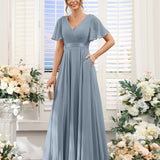 Abito da damigella d'onore a trapezio da donna – Elegante e formale, perfetto per matrimoni e feste