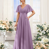 Abito da damigella d'onore a trapezio da donna – Elegante e formale, perfetto per matrimoni e feste