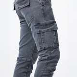 Jeans cargo elasticizzati da uomo – Pantaloni in denim casual slim fit