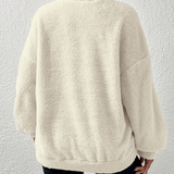 Maglione in pile da donna con mezza zip – Pullover morbido a collo alto, ideale per un inverno confortevole
