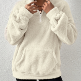 Maglione in pile da donna con mezza zip – Pullover morbido a collo alto, ideale per un inverno confortevole