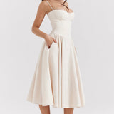 Abito Midi Corsetto da Donna con Spalline Regolabili – Elegante e Femminile